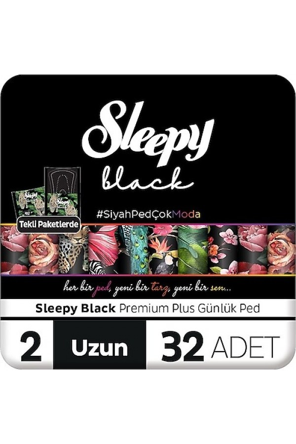 Sleepy Black Günlük Ped Süper Uzun 32'li (3 pk)